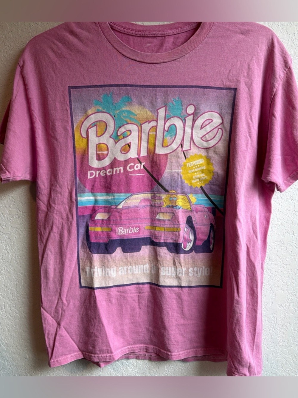 Barbie Pink Dream Car Distressed Graphic Tee